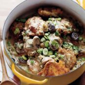 Beer-Braised Chicken Stew with Fava Beans and Peas