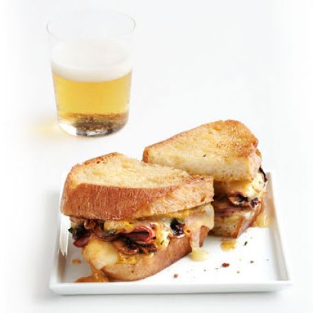 Grilled Ham, Cheese and Mushroom Sandwiches