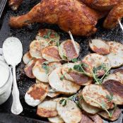 Piri Piri Roasted Chicken and Potatoes with Green Chilli Dressing