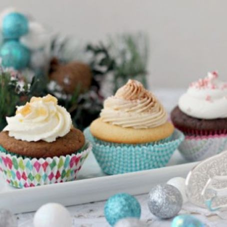 Cocoa Cupcakes with Whipped Peppermint Ganache Filling and Swiss Meringue