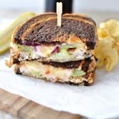 Grilled Adobo Turkey with Green Tomato and Smoked Cheddar Grilled Cheese + Chipotle Honey Mayo