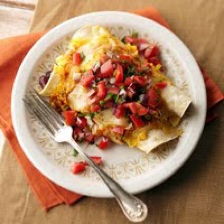 Pumpkin, Bean and Chicken Enchiladas