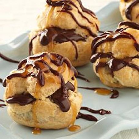 Dark Chocolate-Caramel Cream Puffs