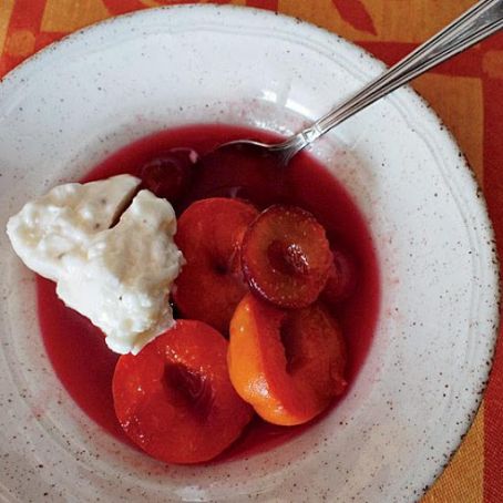 Apricots and Plums Poached in Rosé Wine