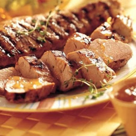 Grilled Peach- and Mustard-Glazed Pork Tenderloin