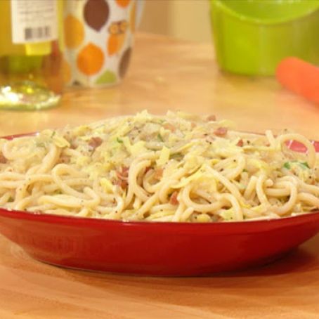 Fat Spaghetti with Bacon & Artichokes