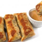 Baked Vegetarian Egg Rolls with Peanut Sauce