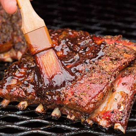 Smoked Lamb Ribs with Rosemary and Fig Barbecue Sauce