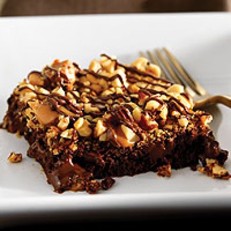 Warm Nutty Caramel Brownies