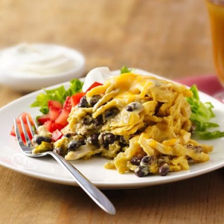 Slow Cooker Green Chile-Chicken Enchilada Casserole