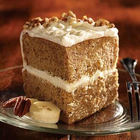 BANANA NUT CAKE WITH DOUBLE CREAM FROSTING
