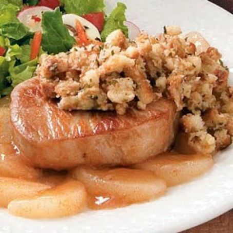 Pork Chops with Apples and Stuffing Recipe