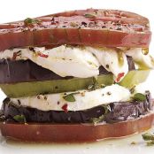 Eggplant, Heirloom Tomato, and Buffalo Mozarella Stacks