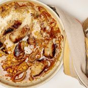 Beer-Cooked Orange Lentils with Chicken sausage