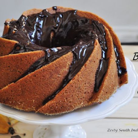 BANANA BLACK WALNUT CAKE WITH CHOCOLATE GLAZE