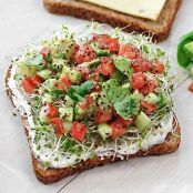 avocado, tomato, sprouts & pepper jack with chive spread
