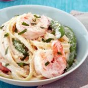 Creamy Chive & Onion Shrimp Linguine