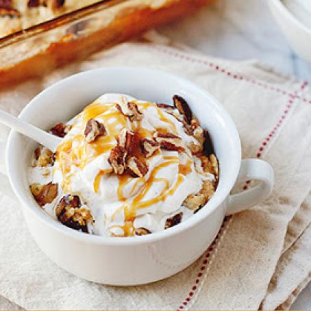 Caramel Apple Dump Cake with Spiced Whipped Cream