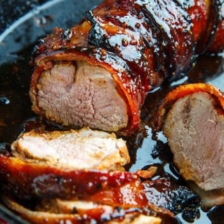 Apricot Glazed Bacon Wrapped Cajun Pork Tenderloin