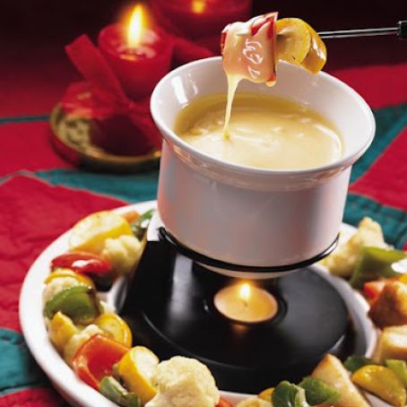 Cheese Fondue With Roasted Vegetable Dippers