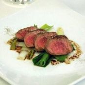 LAMB  LOIN w/LEEKS & TRUFFLE HONEY VINAIGRETTE