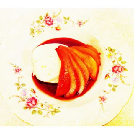 Greek Yogurt Panna Cotta with Poached Pears
