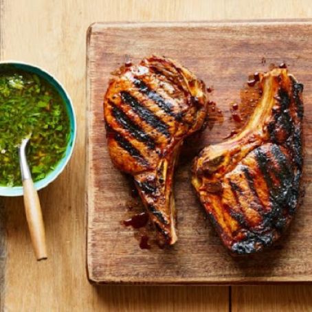 Grilled Pork Chops with Roasted Garlic Gremolata