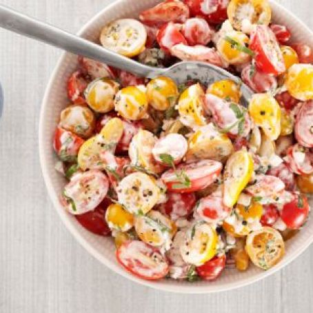 Cherry Tomato Salad with Buttermilk Basil Dressing
