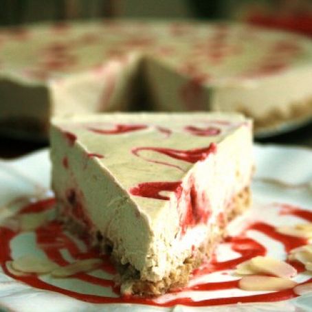 Raw Lemon Strawberry Cheesecake with an Almond Crust