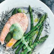 SALMON****Poached Salmon with Creamy Herb Sauce