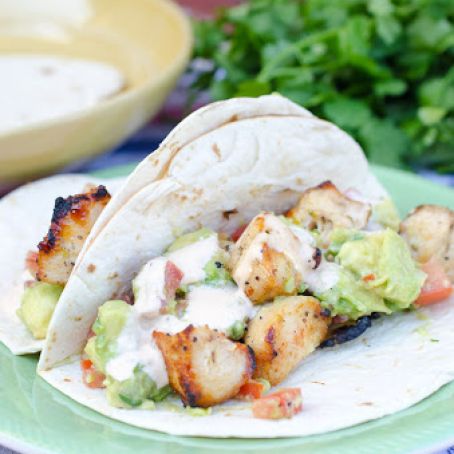 Chicken Soft Tacos with Spiced Mayo & Avocado Salsa