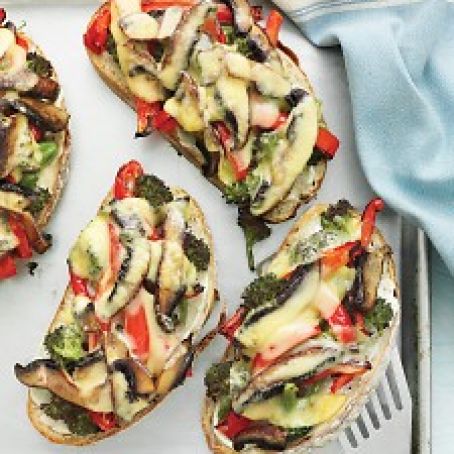 Portobello with Red Peppers and Broccoli Cheese Melts