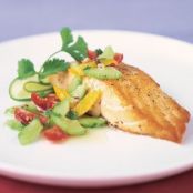Seared Salmon with Cilantro-Cucumber Salsa