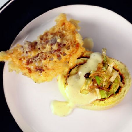 Fallen Leek Soufflé with Parmesan & Prosciutto Fondue