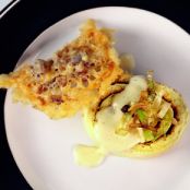 Fallen Leek Soufflé with Parmesan & Prosciutto Fondue