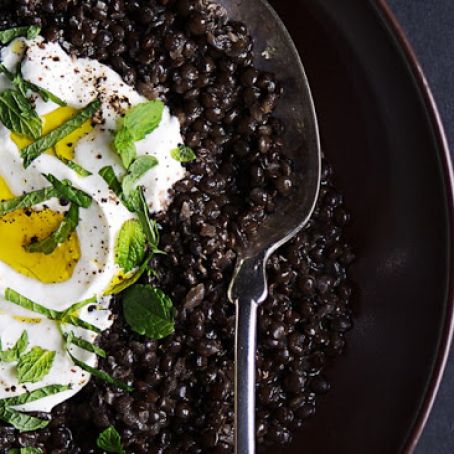LENTILS****Spiced Black Lentils with Yogurt and Mint