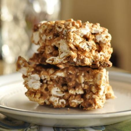 Chocolate Peanut Butter Popcorn Bars
