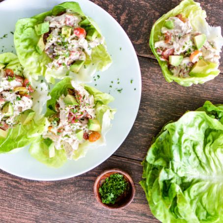 Avocado Ranch Chicken Salad Lettuce Cups