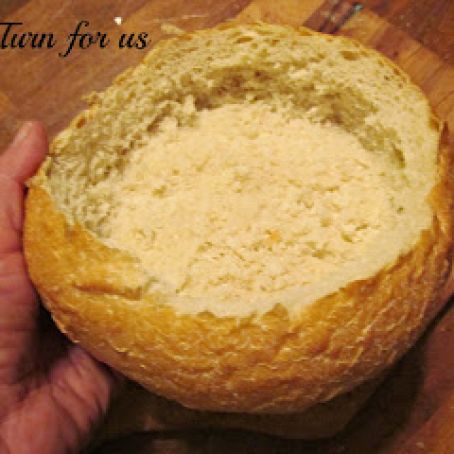 Cutting a bread bowl