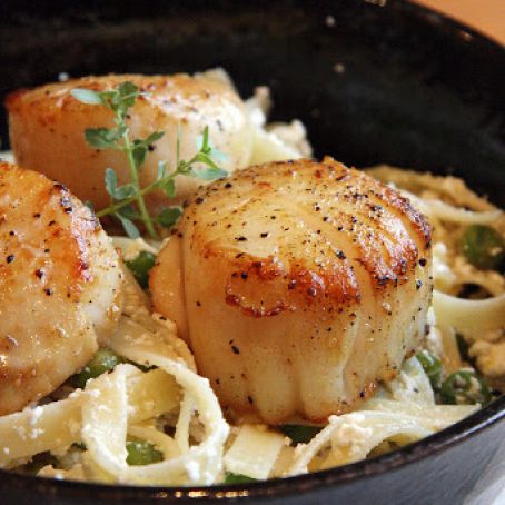 Lemon-Ricotta Pasta w/ Seared Scallops