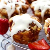 Strawberry Cinnamon Roll Muffins with Cream Cheese Glaze