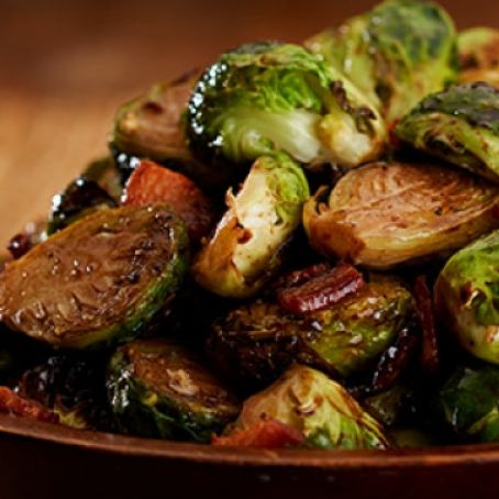 Roasted Brussels Sprouts with Bacon & Balsamic Glaze