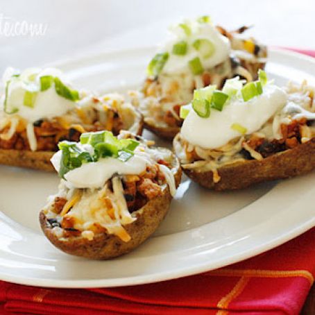 Loaded Turkey Santa Fe Baked Potato Skins