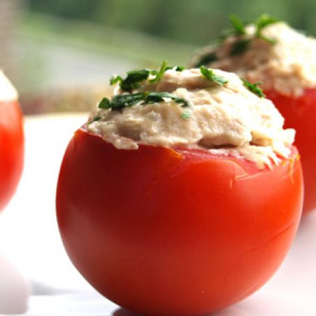Cherry Tomatoes Stuffed with Creamy Feta and Cucumber