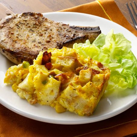 Cheddar and Bacon Cornbread Pudding