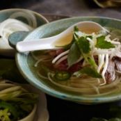 Vietnamese Pho Rice Noodle Soup with Beef