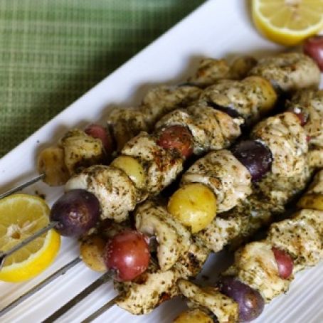 Potato Chicken Pesto Kabobs