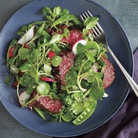 Steak and Watercress Salad with Spicy Miso Dressing