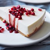 Greek Yogurt Cheesecake with Pomegranate Syrup