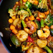 Szechuan Shrimp Stir Fry with Fried Rice